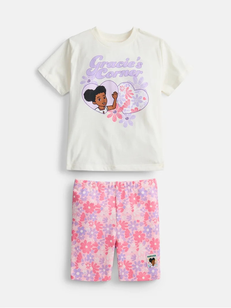 Gracie's Corner Toddler Girls Hearts Graphic Tee and Shorts Set, 2-Piece, Sizes 12M-5T | Walmart (US)