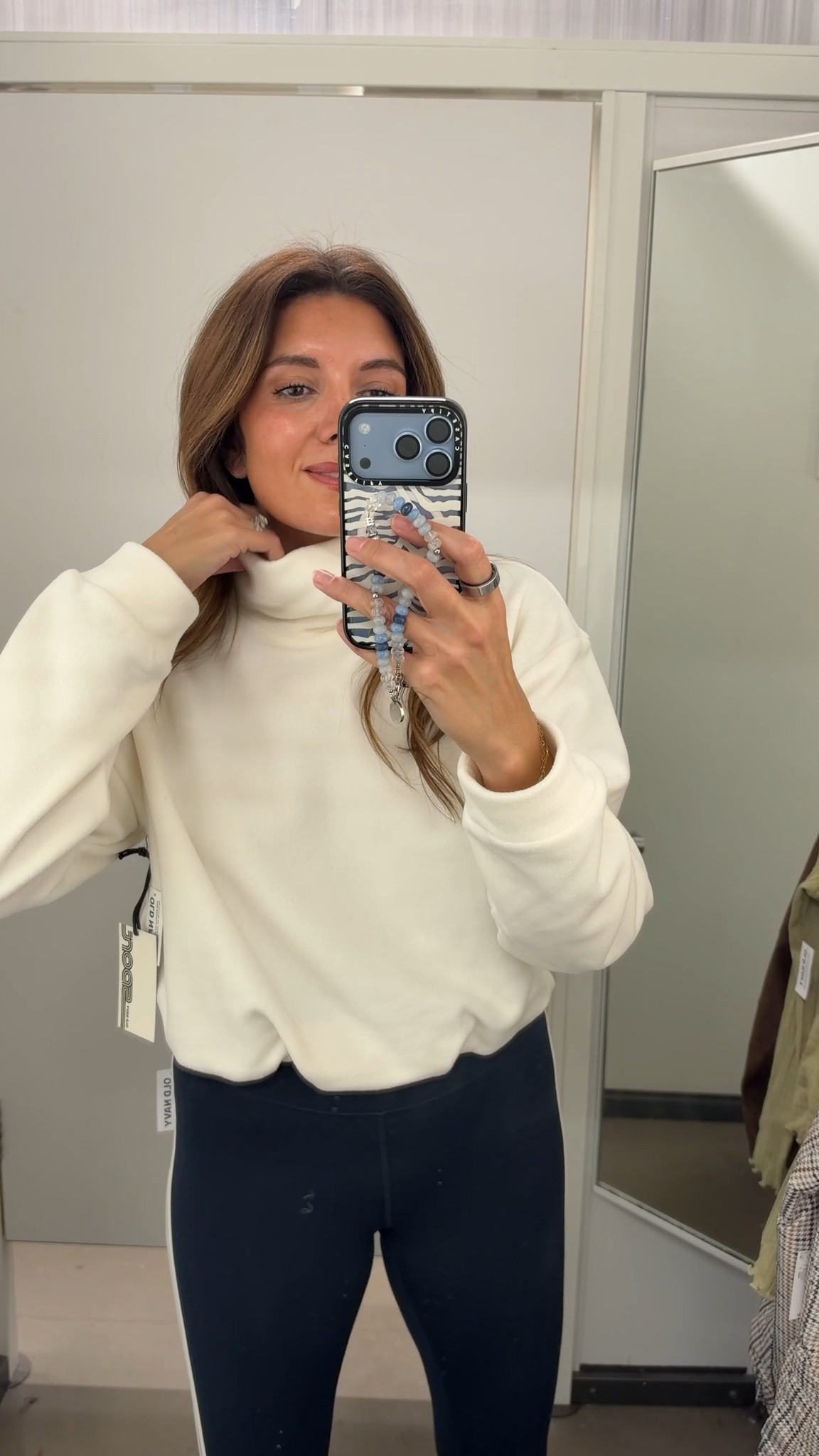 Cool mom errands outfit! Track stripe leggings! Size small. I’m 5’7”