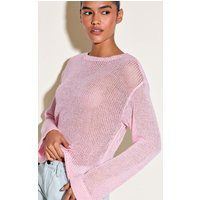 Pink Filagree Knit Slouchy Sweater | PrettyLittleThing US