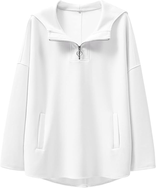ANRABESS Womens Oversized Hoodie Quarter Zip Sweatshirts 2024 Fall Tunic Pullover Top Winter Tren... | Amazon (US)