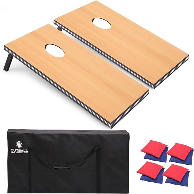 Outball Cornhole Set 4x2 and 3X2 Regulation Size Corn Holes Sets with Carrying Bags & 8 Bean Bags... | Amazon (US)