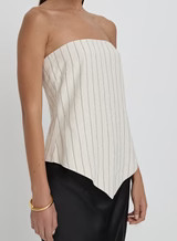 Beige Striped Linen Bandeau Top- Alai | 4th & Reckless