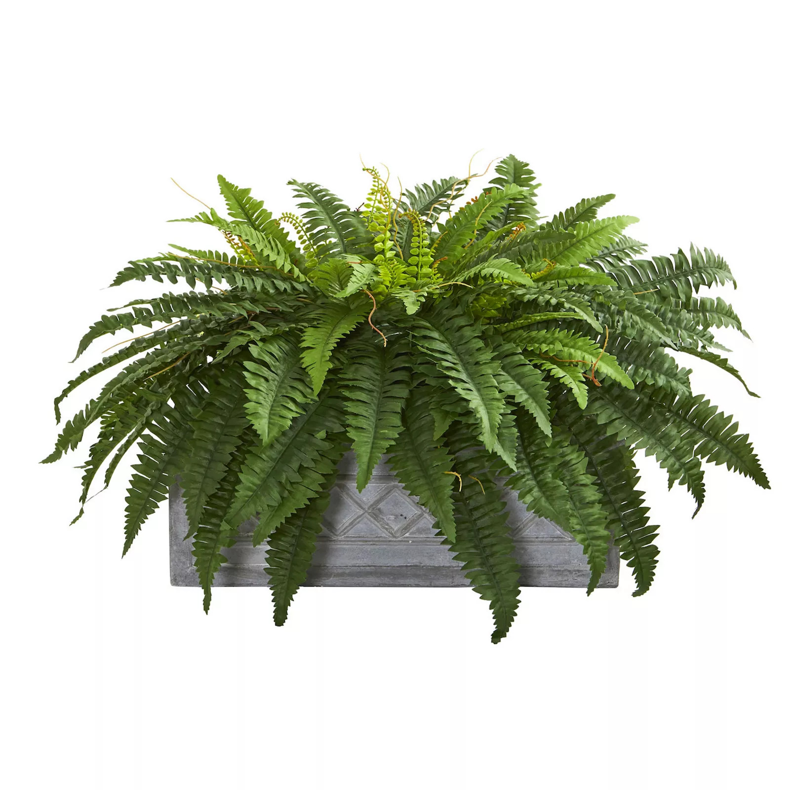 nearly natural Boston Fern Artificial Plant in Stone Planter, Green | Kohl's