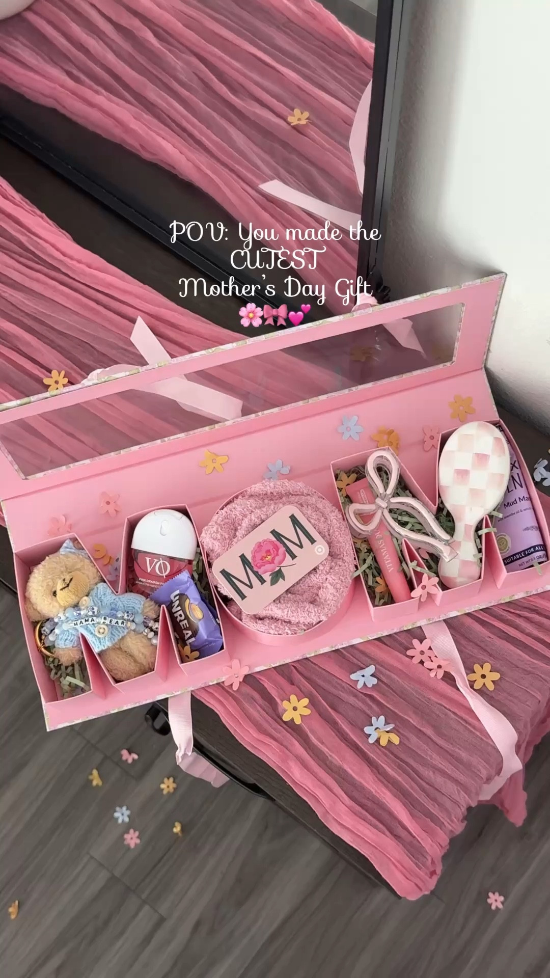 I turned the viral “MOM” box into the cutest gift idea for Mother’s Day 🌸

She will love these sweet little surprises ✨
I filled this box with the CUTEST “Mama Bear” keychain, cozy socks, a gift card, and some of my favorite self care items. 

You can get so creatives with this and even fill this box with sweet snacks or mini brunch goodies. Just LOVE how this turned out! 

Gift for mom, sister, aunt, grandma, your bestie, OR yourself! 🎀

#LTKMothersDay