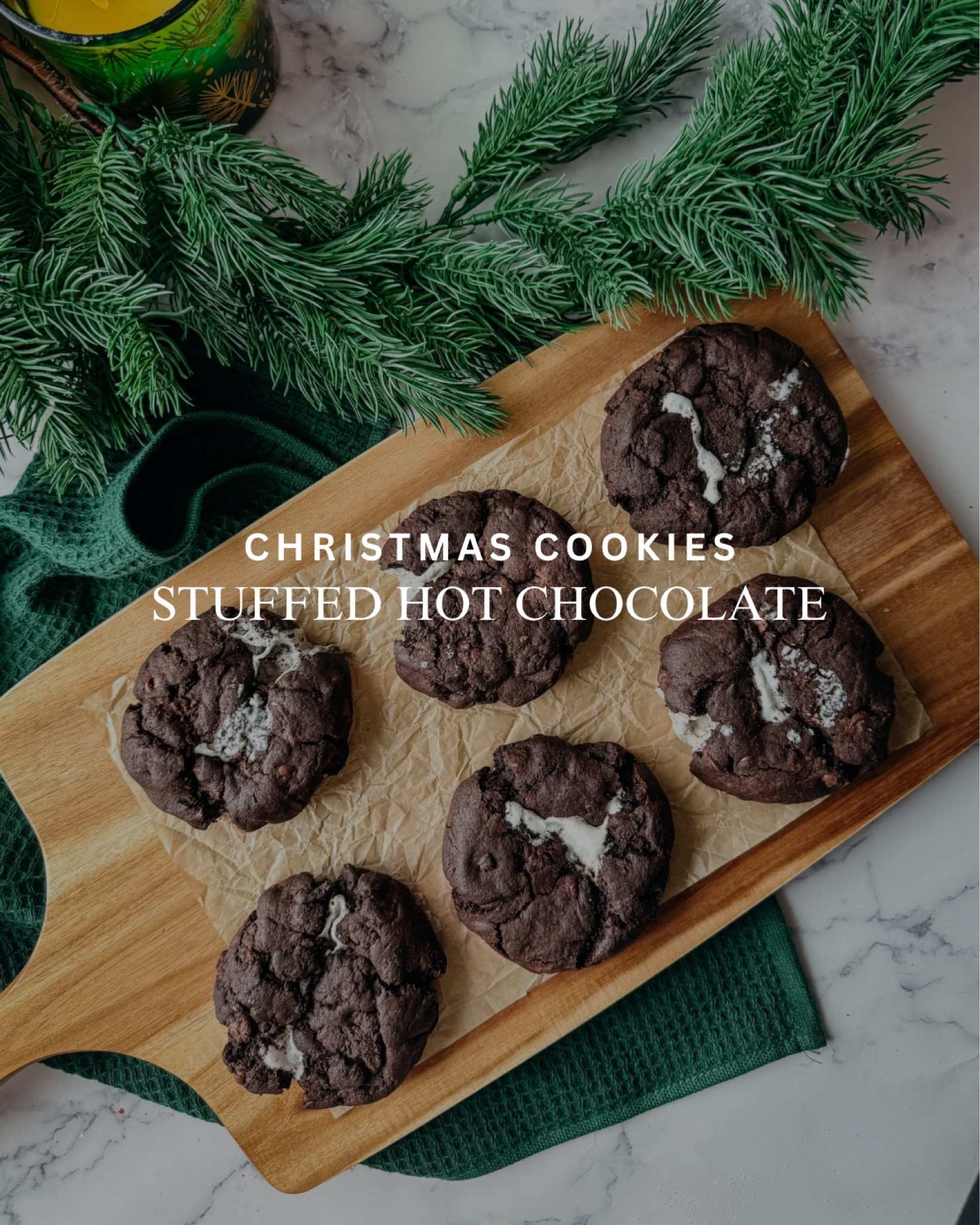 These Hot Chocolate Cookies are thick and chewy chocolate cookies and stuffed with a marshmallow for the ultimate hot cocoa without a cup.

Recipe: https://kaylazenner.com/bakery-style-hot-chocolate-cookies/