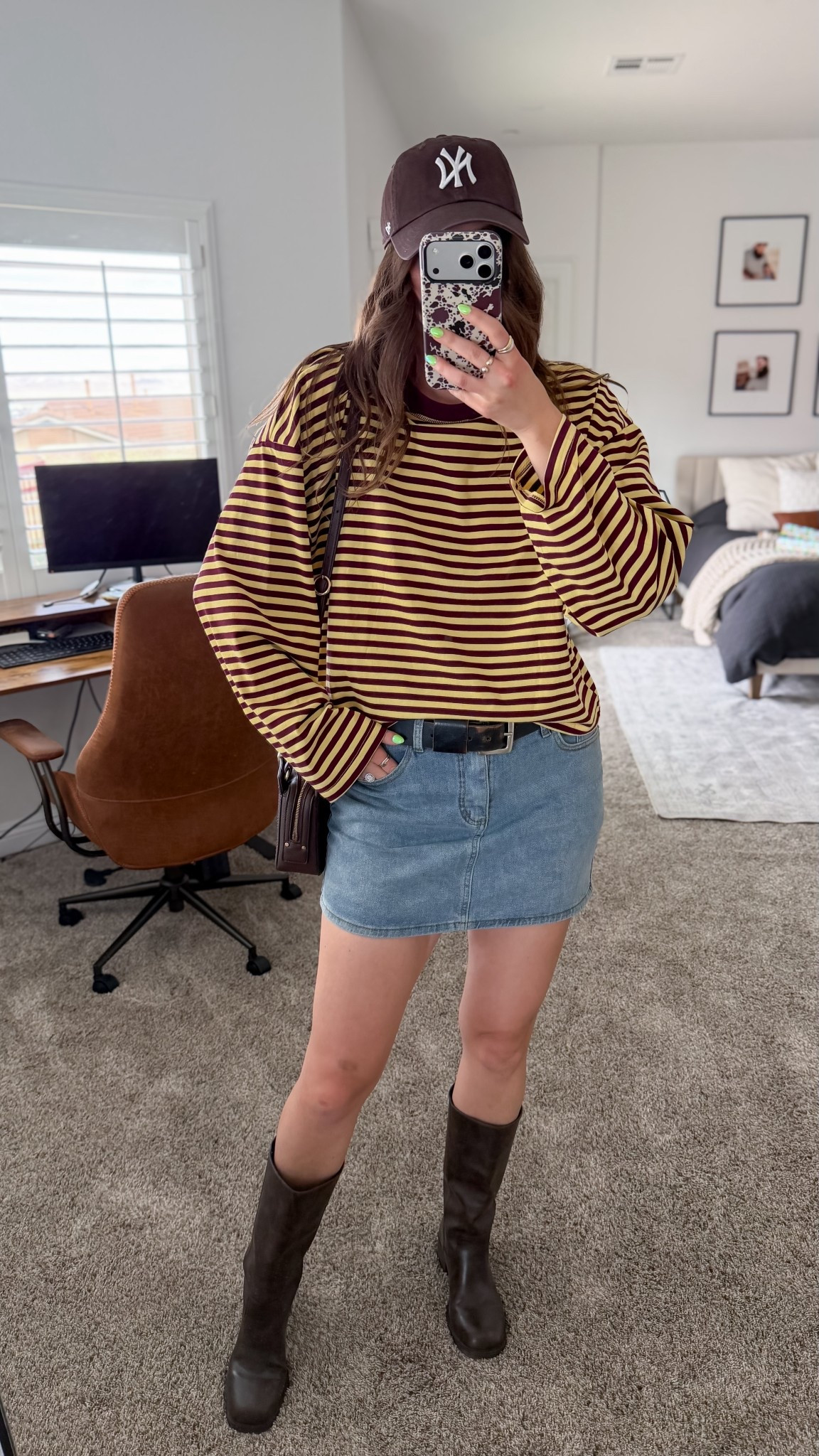 5’9” wearing size medium top and skirt and seven boots! 

#LTKmomlife #LTKootd #LTKTall