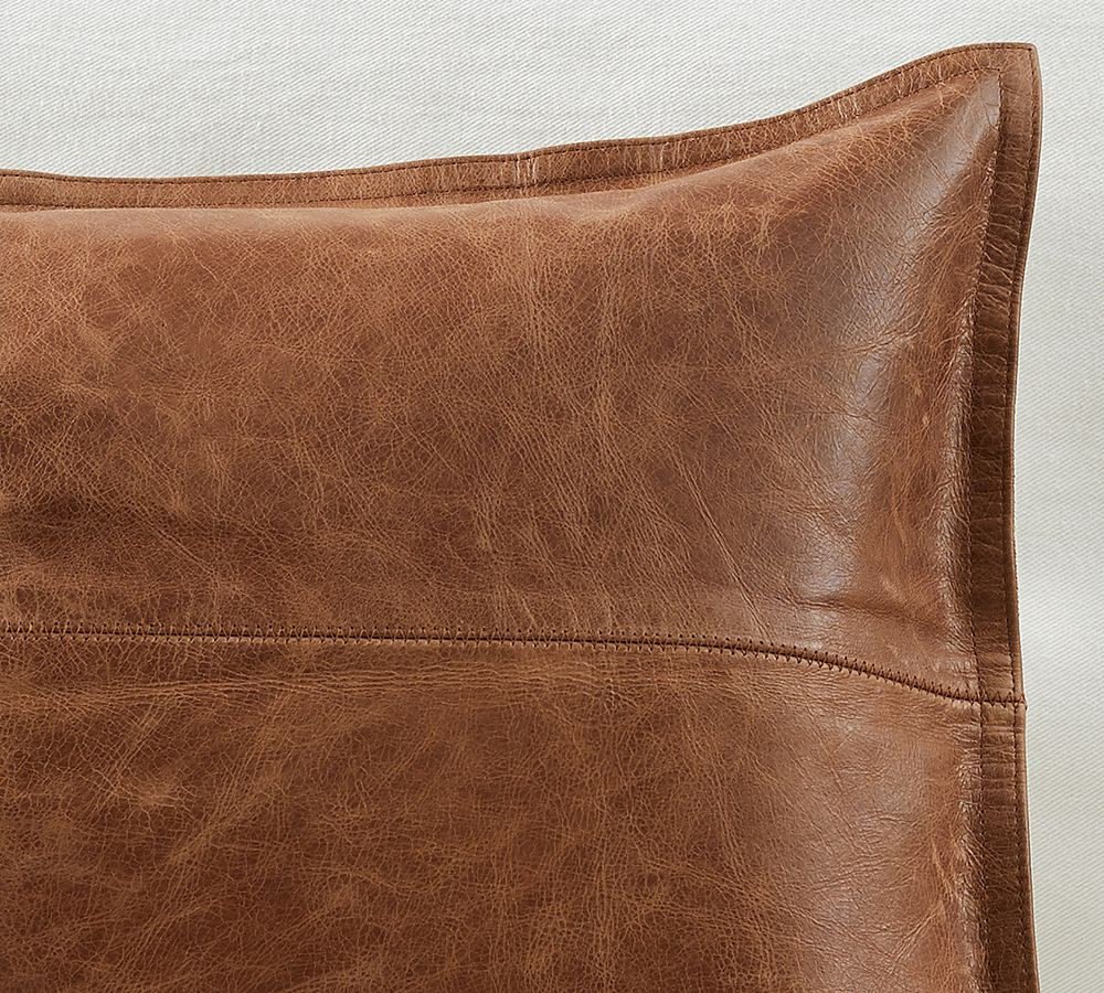 Pieced Leather Pillow Cover | Pottery Barn (US)