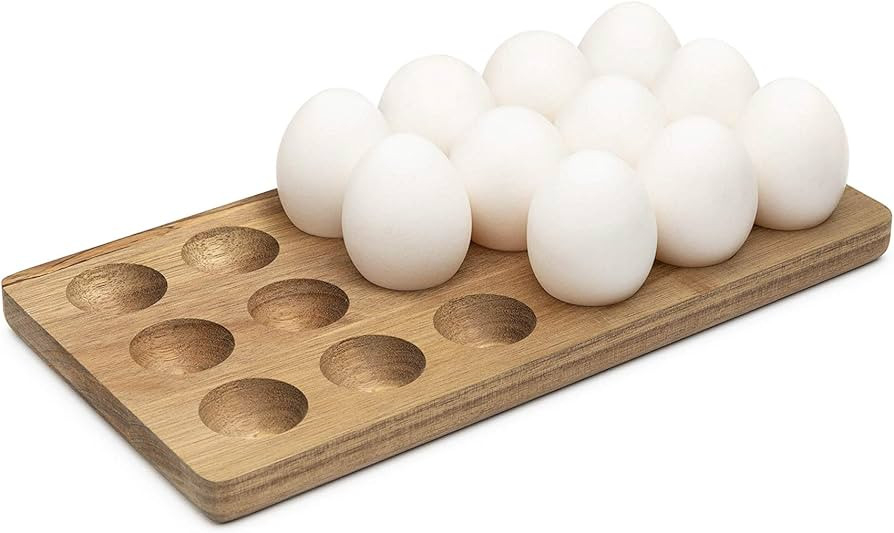 Wooden Egg Container countertop, 18 Hole Wooden Egg Holder for Refrigerator, or Counter top for D... | Amazon (US)