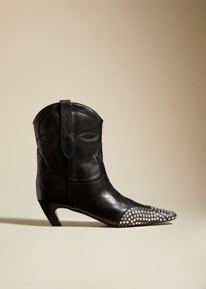 The Dallas Ankle Boot in Black with Crystals | Khaite