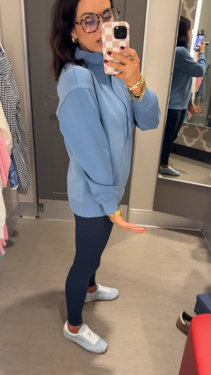 This blue color is perfect for winter! The leggings are so soft from Target! Perfect for everyday activities - I sized up for a more relaxed fit. Everyday wear running errands mom life blue spring soft cozy  Target must haves VintagePickin

#LTKActive #LTKgrwm #LTKSeasonal