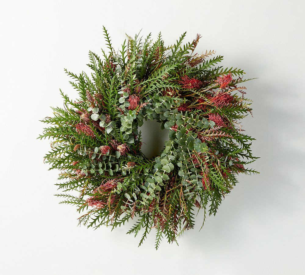 Fresh Grevillea & Baby Blue Eucalyptus Wreath & Garland | Pottery Barn (US)