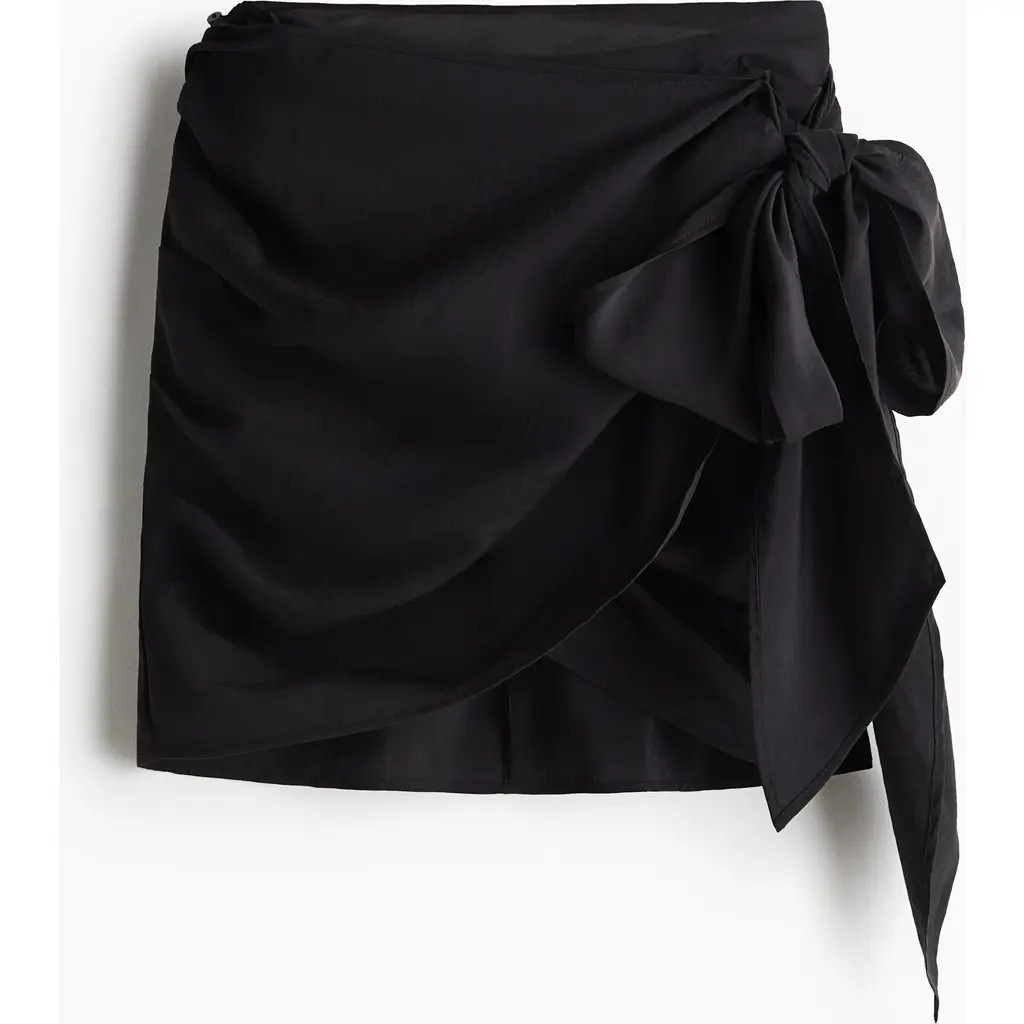 H&M Draped Wrap Skirt in Black at Nordstrom, Size X-Large | Nordstrom