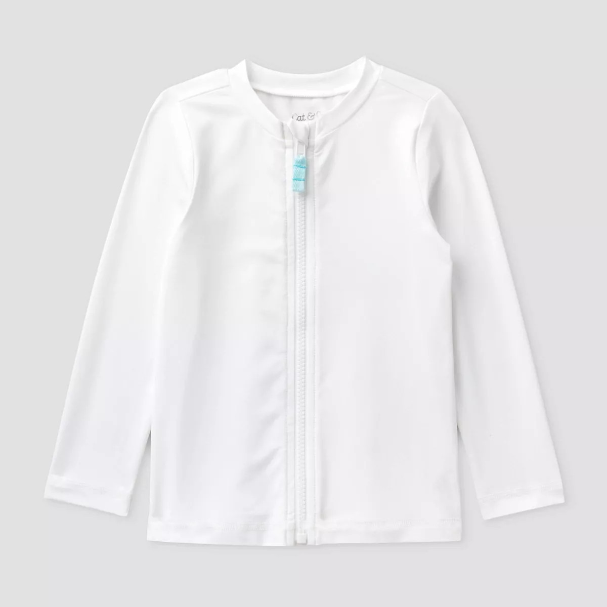 Toddler Long Sleeve Zip-Up Rash Guard Top - Cat & Jack™ White 2T | Target
