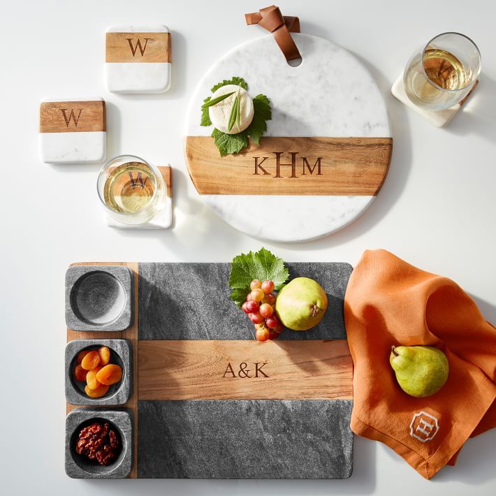 Wood and Marble Round Cheese Board | Mark and Graham | Mark and Graham