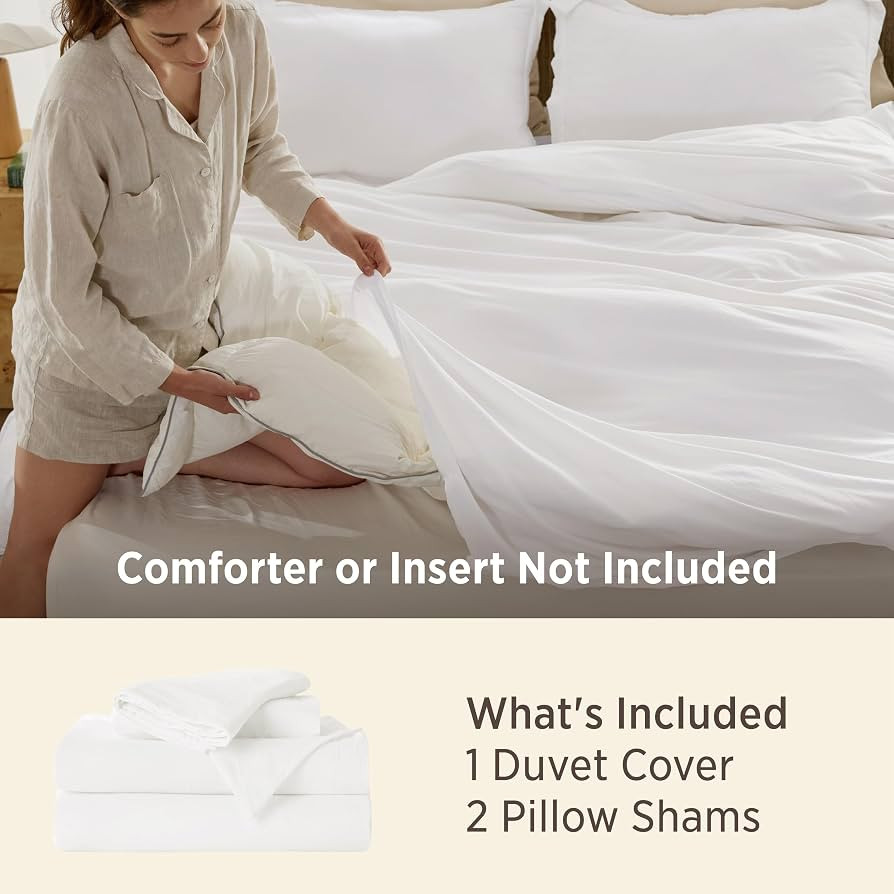 Bedsure Prewashed Oversized King Duvet Cover, Cotton-Like Soft Set, White | Amazon (US)