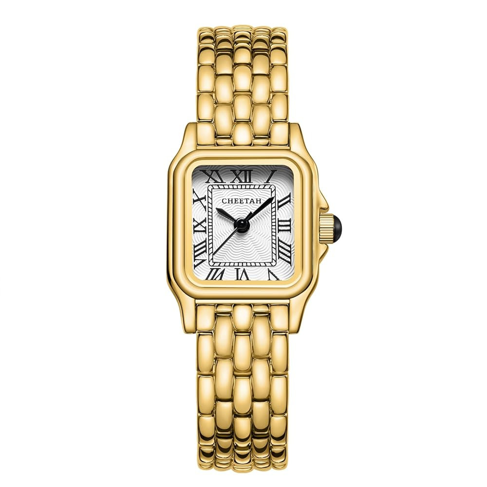 CHEETAH Gold Watches for Women with Small Vintage Bracelet, Rectangular Case Roman Dial | Amazon (US)