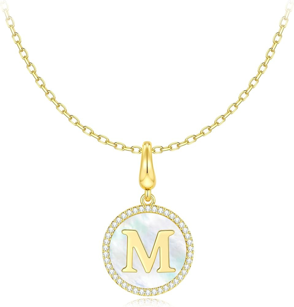 AAAAA Grade Artificial Zircon Inlaid Pendant Necklace for Women - Rainbow Mother-of-Pearl, Adjust... | Amazon (US)