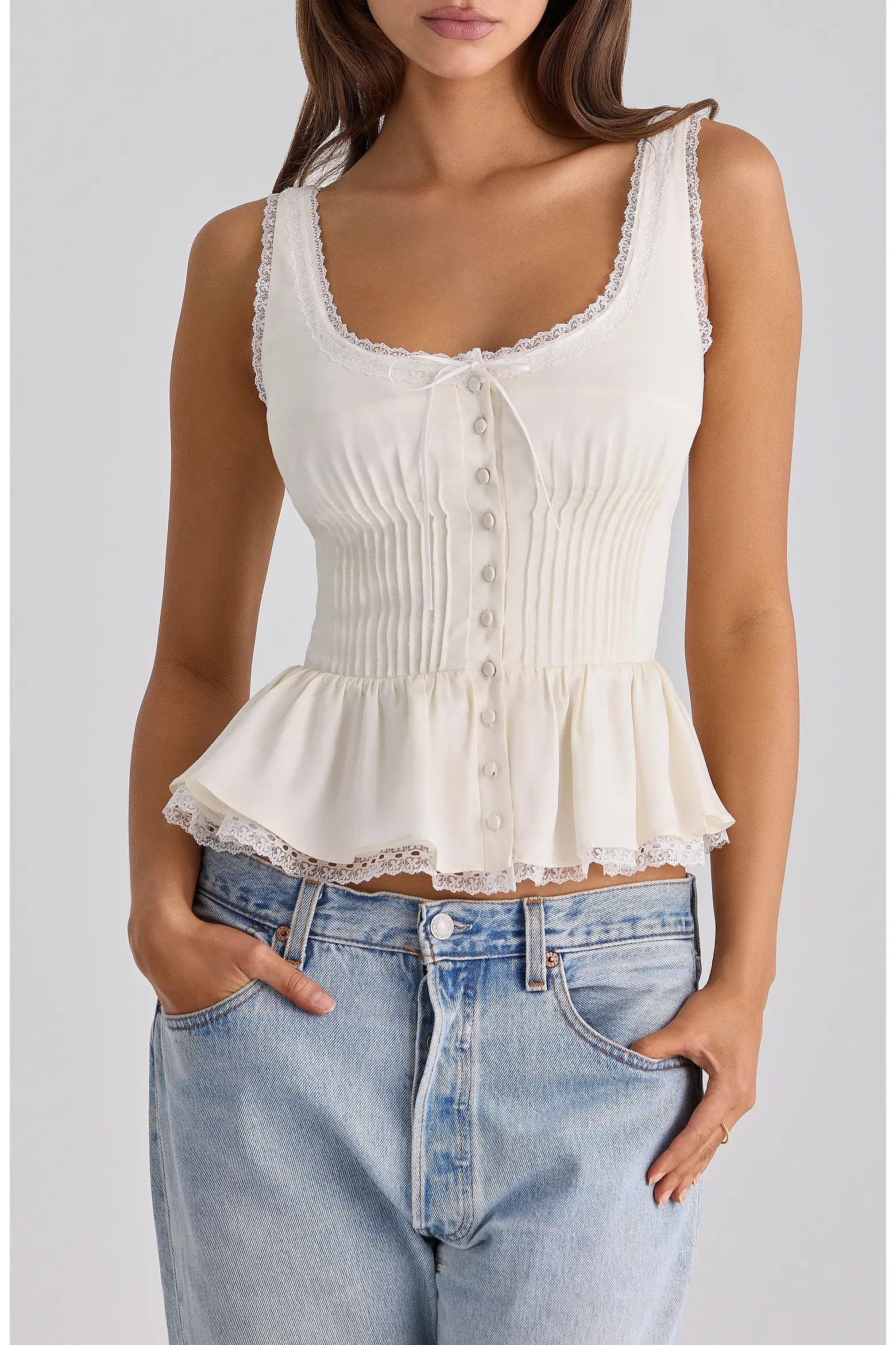 HOUSE OF CB Effie Lace Trim Button-Up Dress (Women) | Nordstrom | Nordstrom