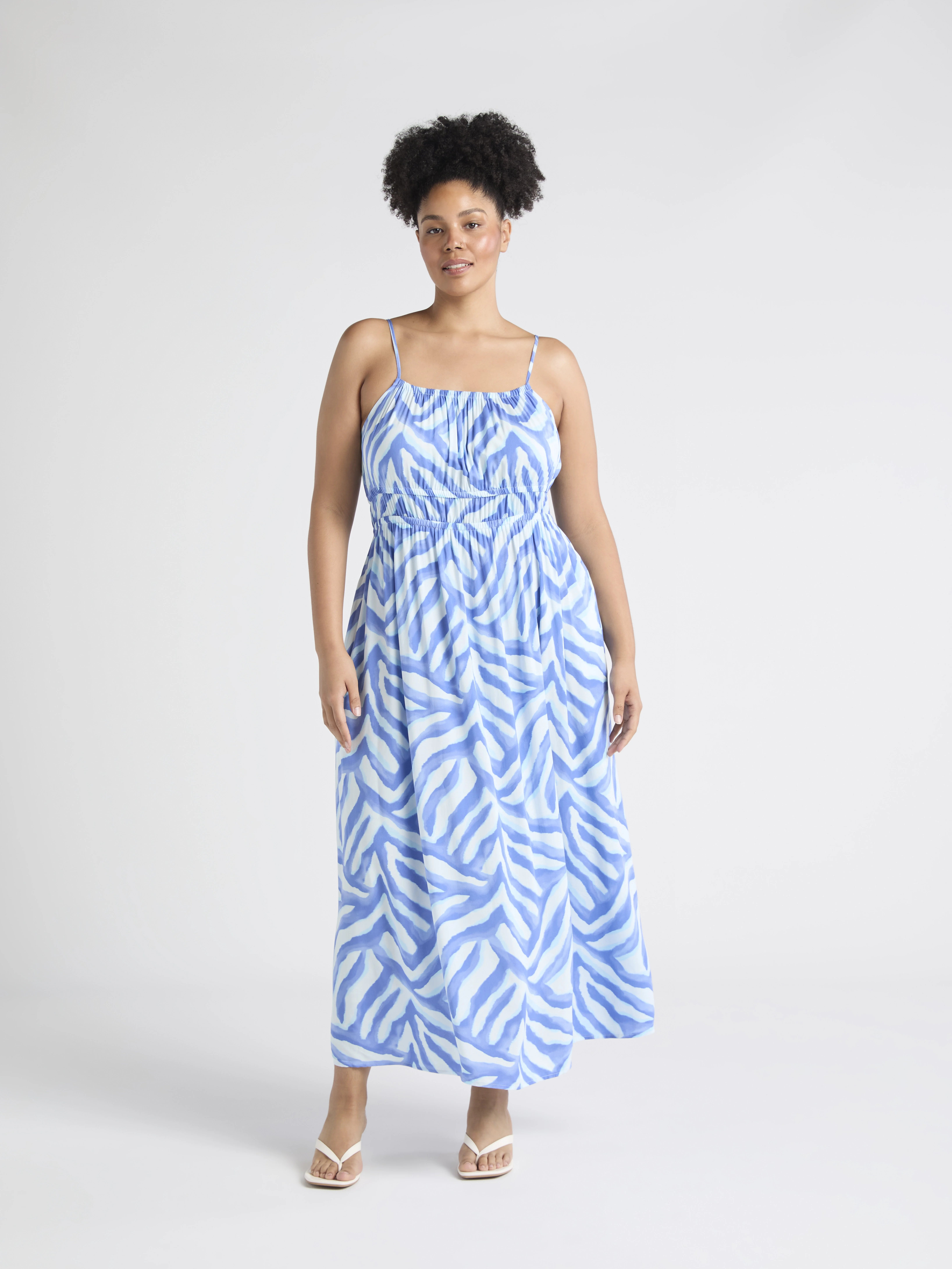 Time and Tru Women's Plus Smocked Waist Maxi Dress, Sizes 1X-4X | Walmart (US)