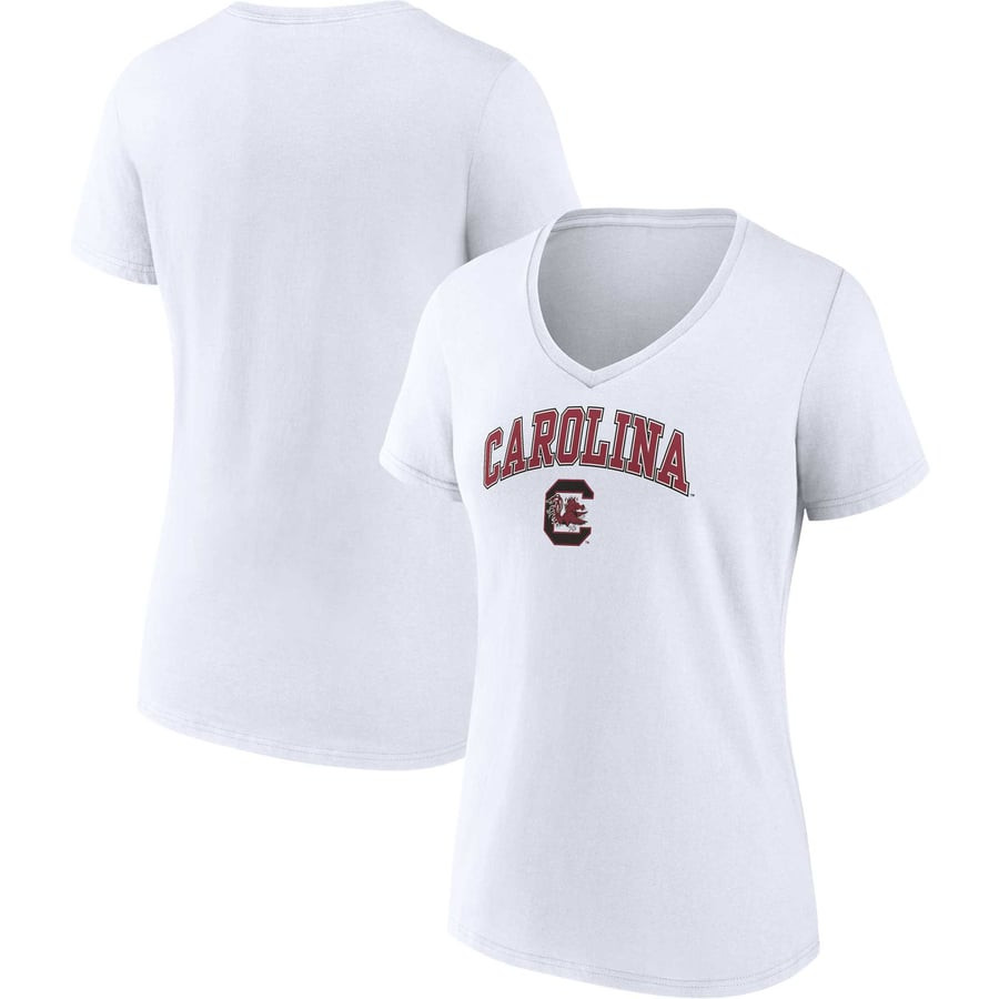 South Carolina Gamecocks Fanatics Branded Women's Evergreen Campus V-Neck T-Shirt - White | Fanatics