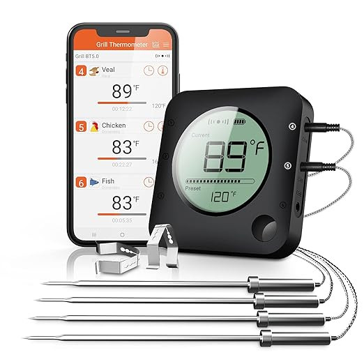 Wireless Grill Thermometer, Bluetooth Meat Thermometer, Digital BBQ Meat Thermometer for Grilling... | Amazon (US)