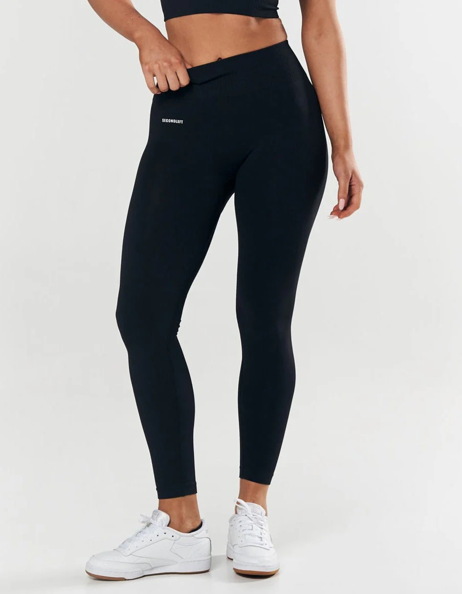 Seamless Full Length Leggings - Black | SECONDLEFT 