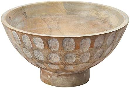 Creative Co-Op Mango Wood Footed Carved Circle Accents and Whitewashed Finish Bowl | Amazon (US)