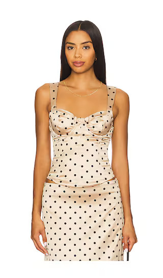 Elianna Corset Top in Tan Polka Dot | Revolve Clothing (Global)