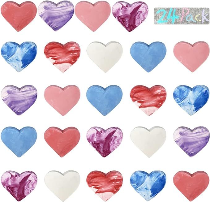 Jofan 24 Pack Valentines Day Sidewalk Chalk Hearts for Kids School Class Classroom Valentines Day... | Amazon (US)