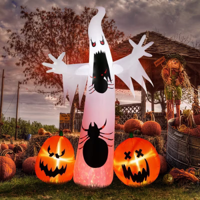 Syemin Decorative Holiday Scene Props Halloween Inflatables Pumpkin Outdoor Decorations, Halloween Ghost Decor, Multicolored, 98.4"*47.2"*141.7" | Target