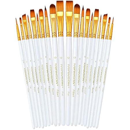 BOSOBO Paint Brushes Set, 2 Pack 20 Pcs Round Pointed Tip Paintbrushes Nylon Hair Artist Acrylic Pai | Amazon (US)