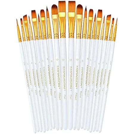 BOSOBO Paint Brushes Set, 2 Pack 20 Pcs Round Pointed Tip Paintbrushes Nylon Hair Artist Acrylic Pai | Amazon (US)