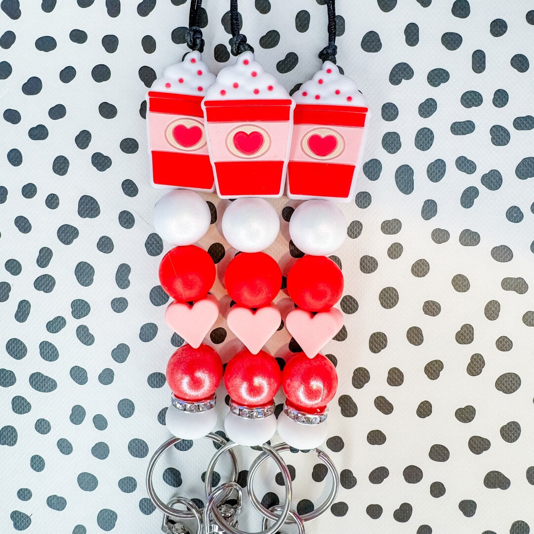 Teacher Lanyard Valentine's Day Silicone Bead Lanyard Valentine Latte Lanyard Teacher Gift Teache... | Etsy (US)