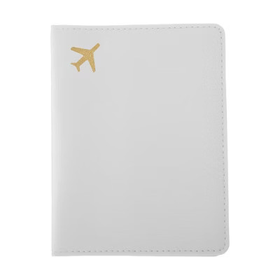 Unique Bargains Gold-stamped Airplane Pattern Passport Holder White 1 Pc | Target