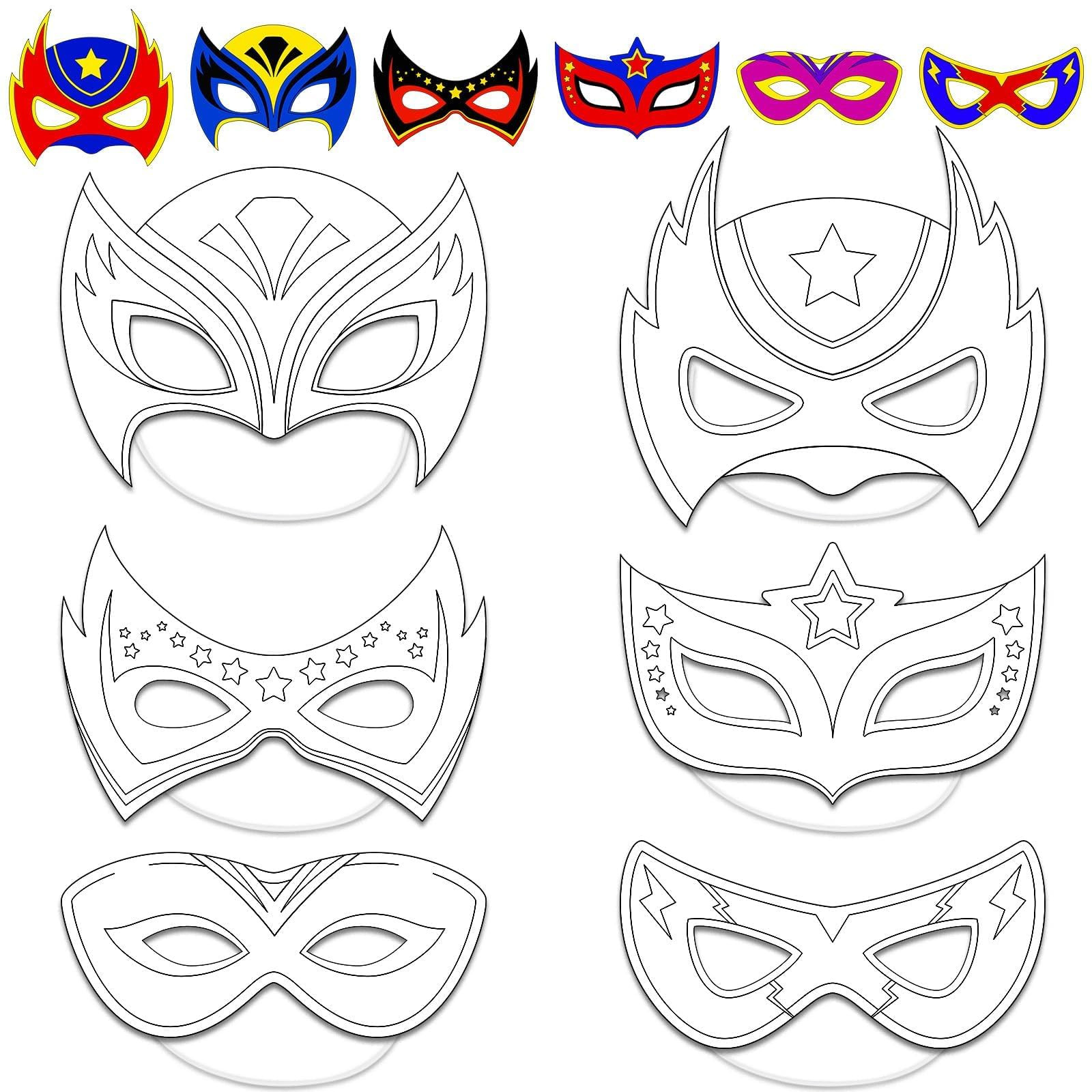 chiazllta 24 Pcs Color Your Own Super Theme hero Mask Craft DIY Hero Paper Mask Kits for Kids Fat... | Amazon (US)
