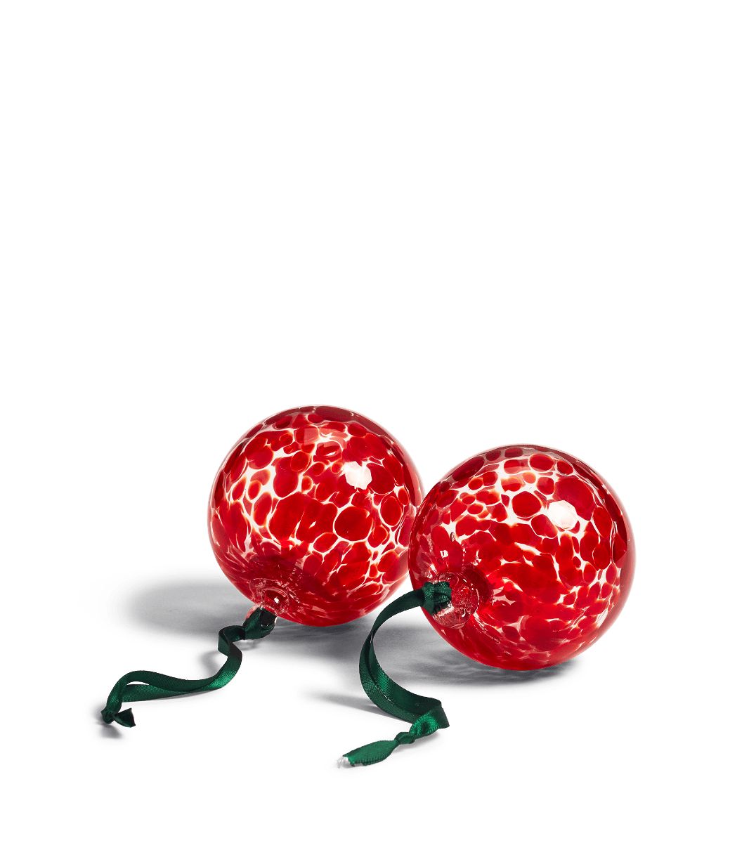Pair of Sumi Glass Bauble Tree Decorations - Raspberry | OKA US