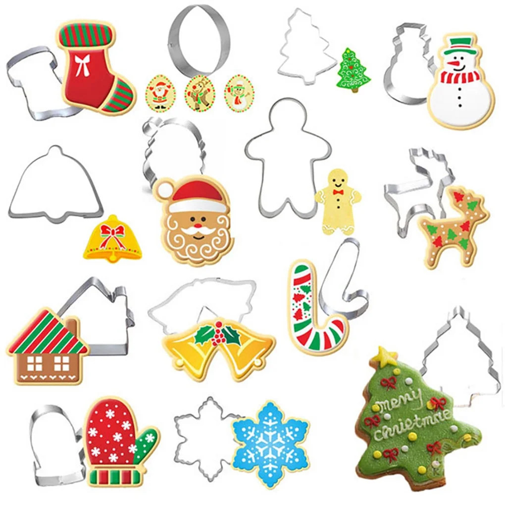 TureClos 14pcs/set Stainless Steel Christmas Tree Cookie Cutters House Baking Cake Mold - Walmart... | Walmart (US)