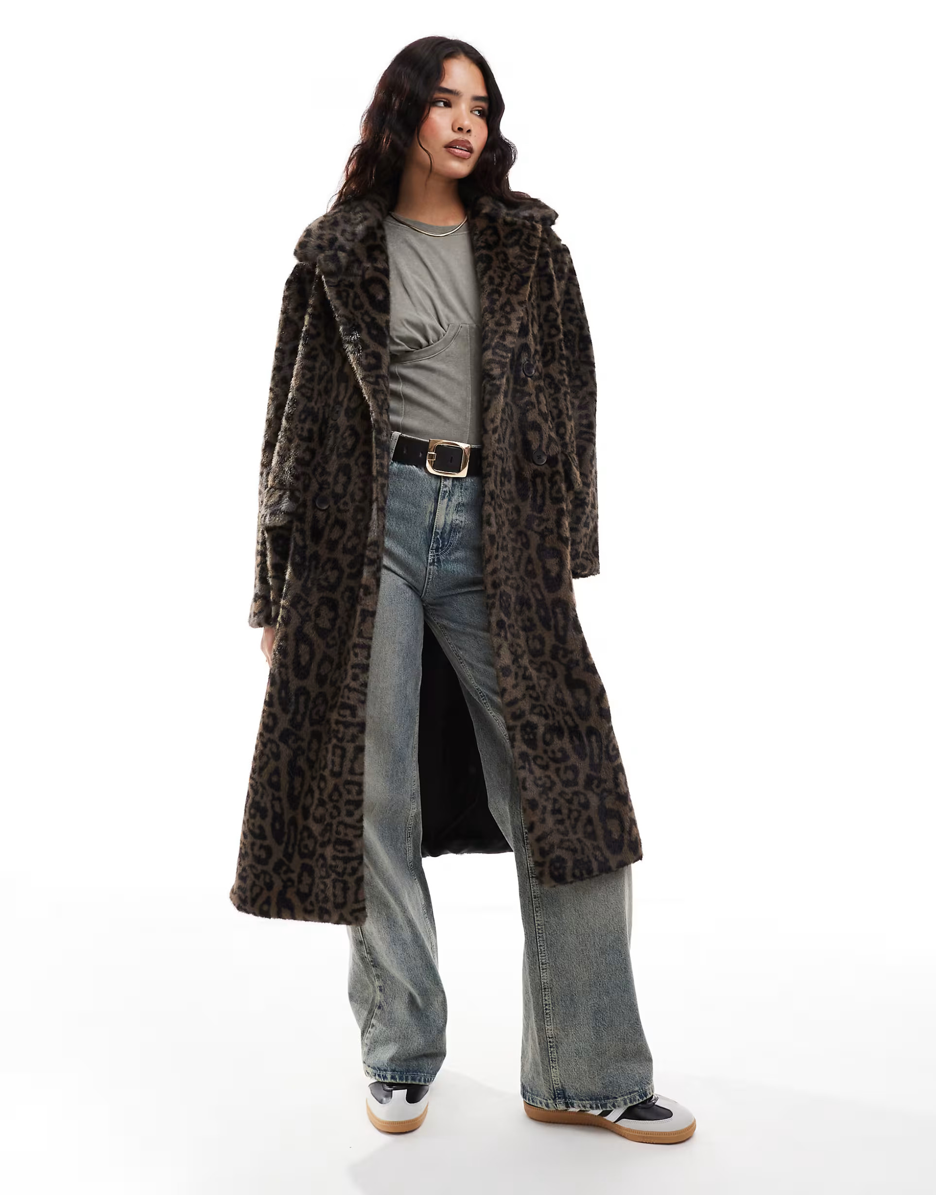 Stradivarius STR faux fur duster coat in leopard print | ASOS (Global)