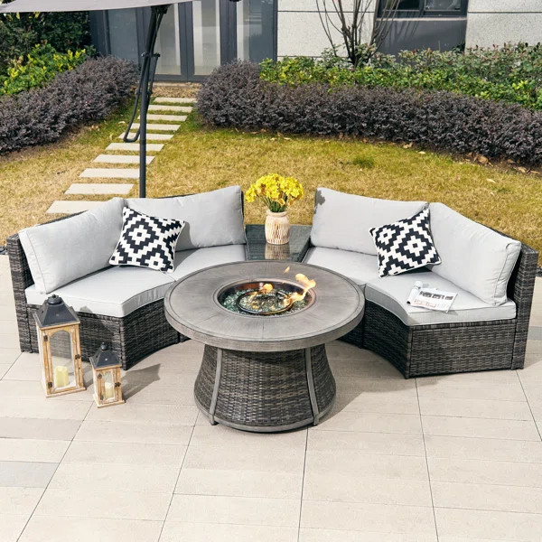 4 - Person Round Outdoor Dining Set With Cushions | Wayfair North America