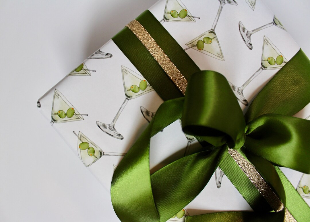 Dirty Martini Cocktail Wrapping Paper, Martini and Olives, Gift Wrapping, Holiday and Birthday NY... | Etsy (US)