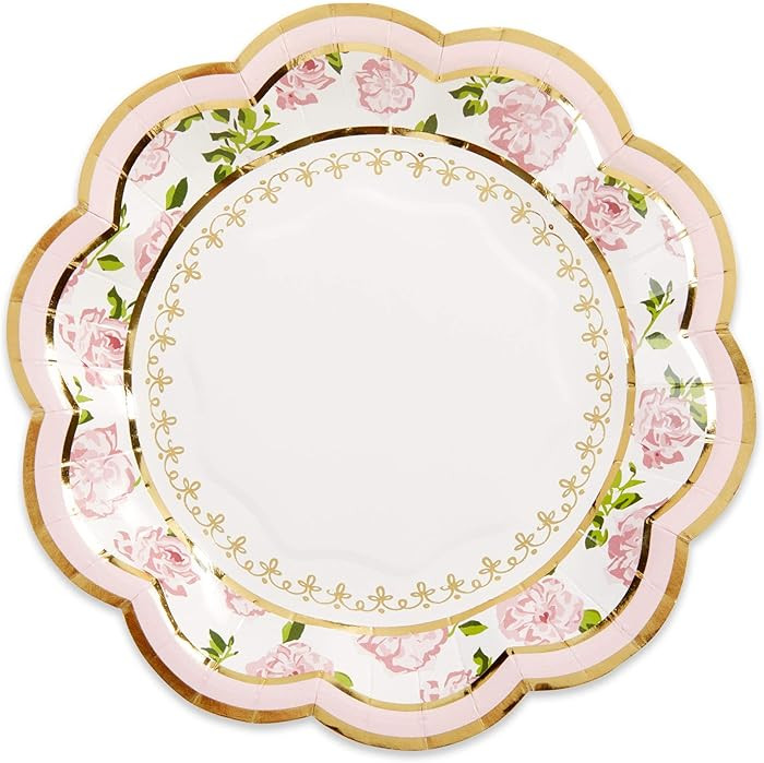 Kate Aspen Vintage Floral Tea Party 7 inch Pink (Set of 16) Premium Decorative Paper Plates - Per... | Amazon (US)