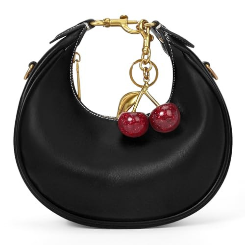 JQWSVE Large Top Handle Bags for Women Ladies Faux Leather Shoulder Purse Crescent Handbags Trendy Crossbody Bag (C01 Black) | Amazon (US)