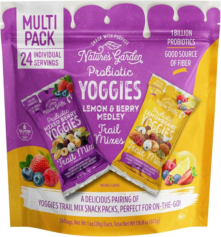 Nature's Garden Probiotic Yoggies Trail Mix Multipack, 24oz (Lemonberry 12x1oz + Mixed Berry 12x1... | Amazon (US)