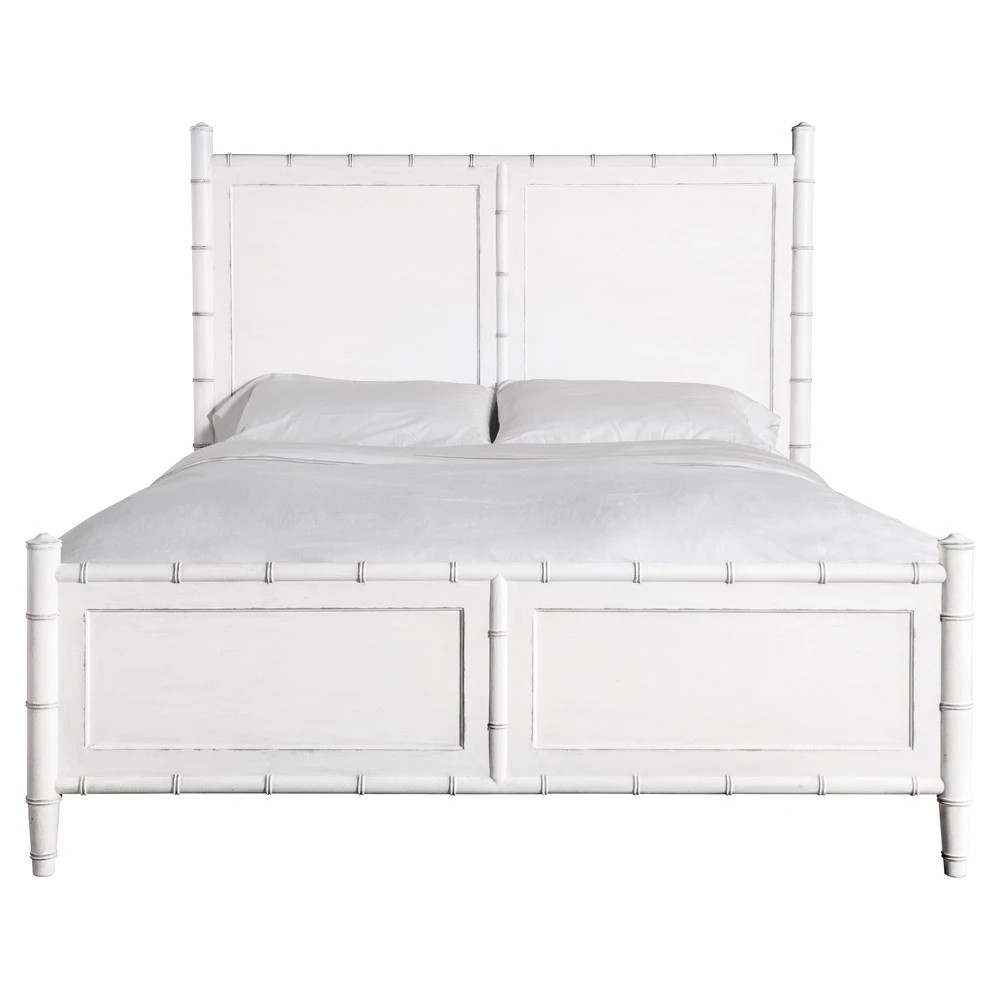 Sharise Coastal Beach White Wood Bed - King | Kathy Kuo Home