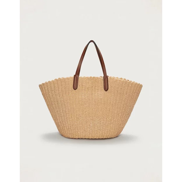 Leather Trim Straw Basket Tote Bag | The White Company (UK)
