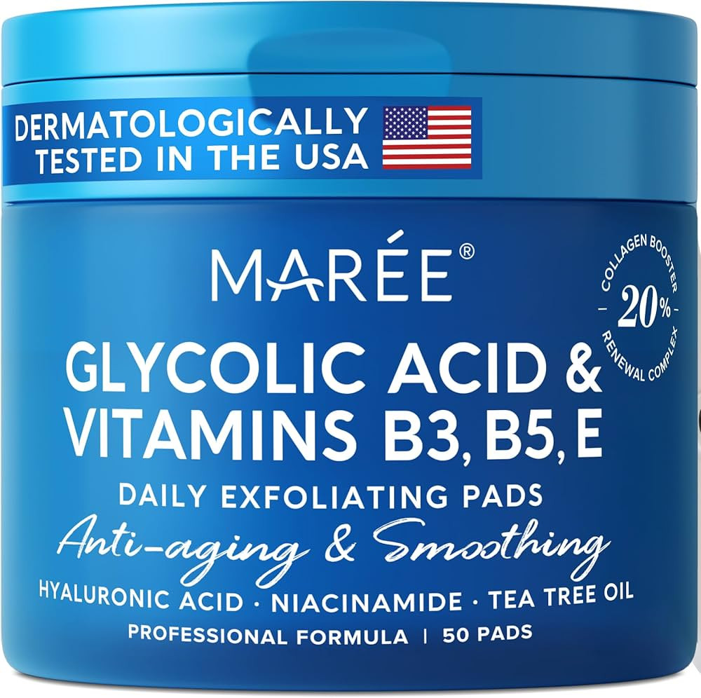 MAREE Facial Polish - Glycolic Acid Peel Pads For Face With Tea Tree Oil - Exfoliating Polish wit... | Amazon (US)