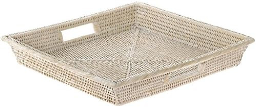 KOUBOO 1020047 La Jolla Rattan Square Serving Tray, 17.5" x 17.5" x 2.75", White Wash | Amazon (US)