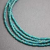 Matte Transparent Turquoise Seed Bead Necklace, Single Strand, Sterling Silver Clasp | Amazon (US)