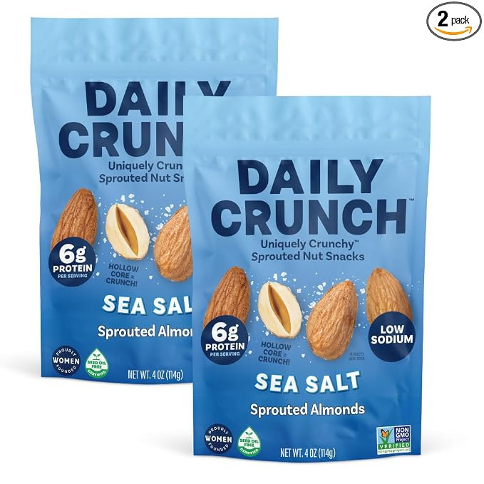 Daily Crunch Sprouted Almonds and Dehydrated Nuts for a Unique Crunch, Keto Friendly, Non-GMO Zer... | Amazon (US)