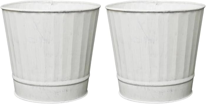 Hosley Pack of 2 White Wash Metal Planters, 5" Diameter x 4.8" High Rustic Farmhouse Buckets for ... | Amazon (US)